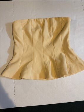 Aqua Strapless Peplum Top — Soft Yellow